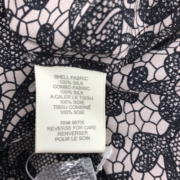 Rebecca Taylor Gray Black Silk Lace Print 100% Silk Long Sleeve Dress - Picture 9 of 10